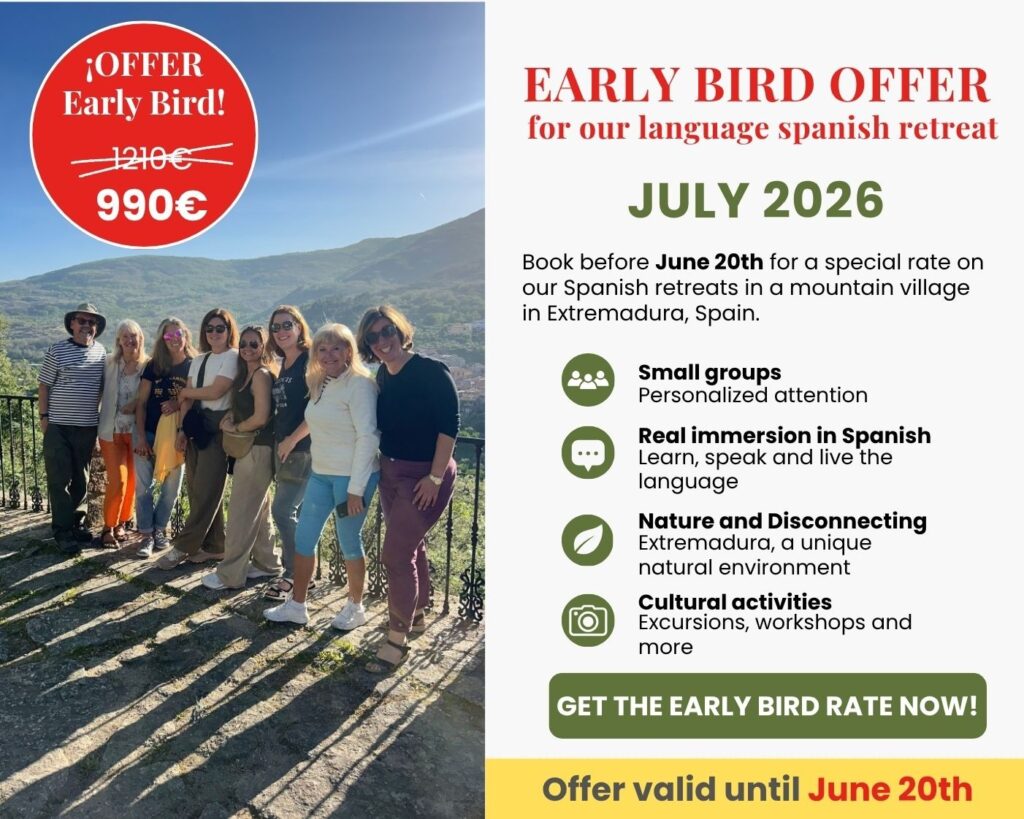 Oferta early bird retiro de español en Extremadura